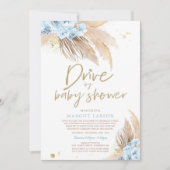 Pampas Grass Bohemian Drive By Baby Shower Invitation (Front)