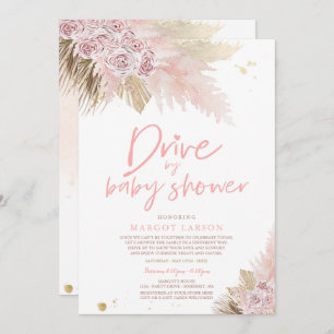 Pampas Grass Bohemian Drive By Baby Shower Invitation
