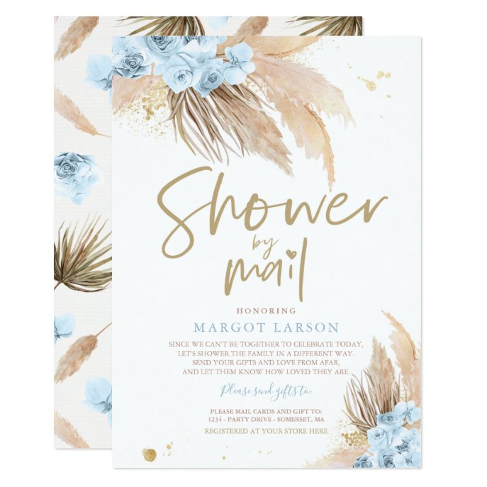 Pampas Grass Bohemian Shower By Mail Baby Shower Invitation