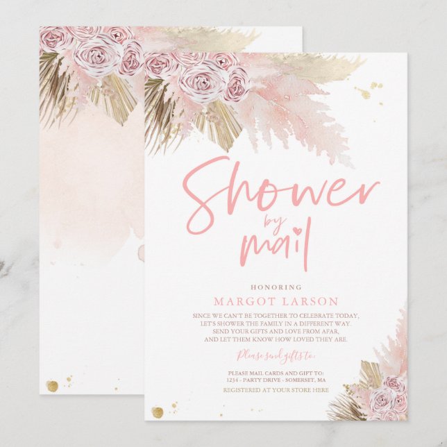 Pampas Grass Bohemian Shower By Mail Baby Shower Invitation (Front/Back)