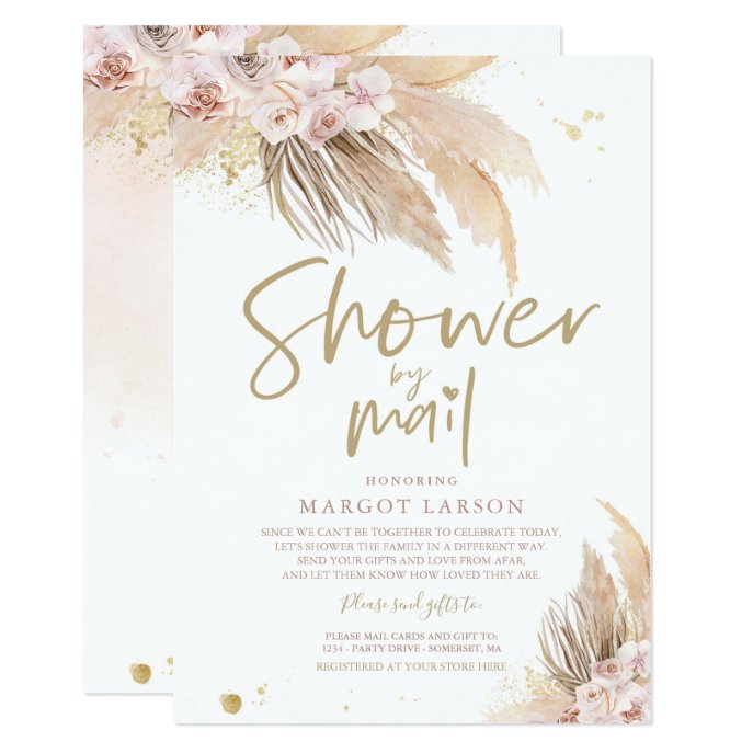 Pampas Grass Bohemian Shower By Mail Baby Shower Invitation