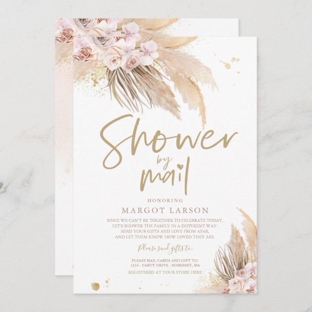 Pampas Grass Bohemian Shower By Mail Baby Shower Invitation (Front/Back)