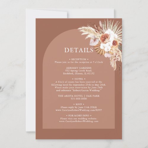 Pampas Grass Bohemian Terracotta Details Invitatio Invitation