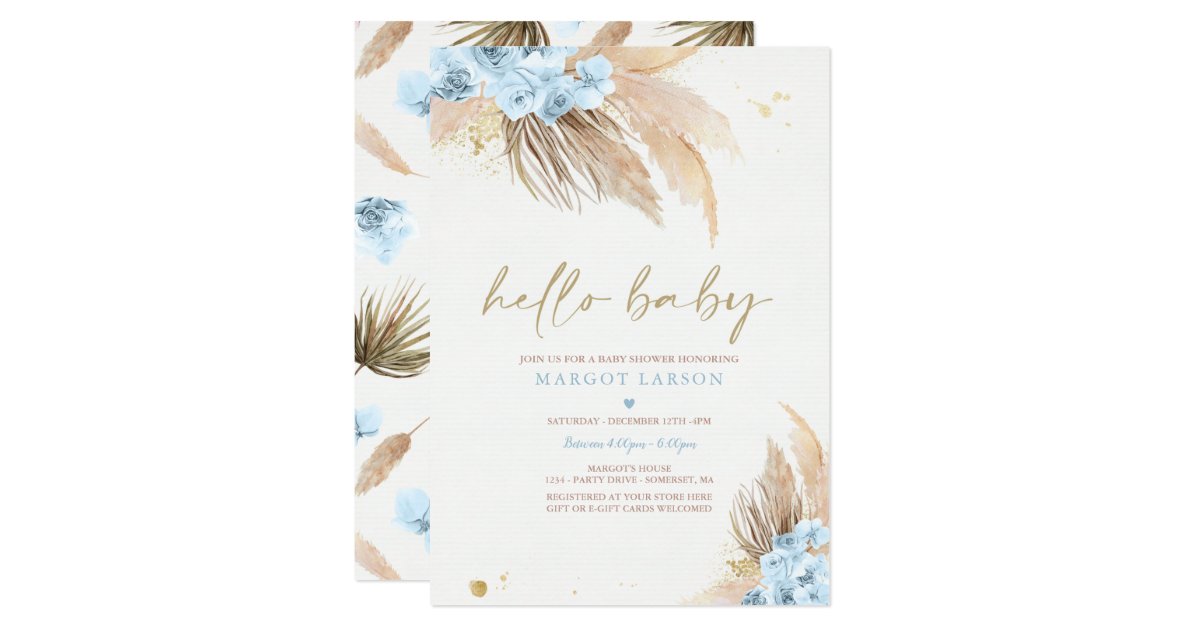 Pampas Grass Bohemian Tropical Desert Baby Shower Invitation | Zazzle.com