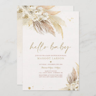 Pampas Grass Bohemian Tropical Desert Baby Shower Invitation