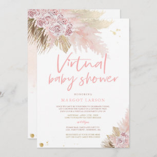 Pampas Grass Bohemian Virtual Zoom Baby Shower Invitation
