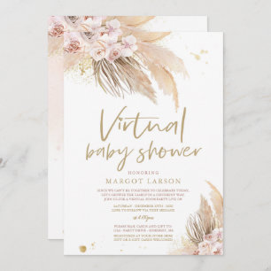 Pampas Grass Bohemian Virtual Zoom Baby Shower Invitation