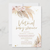 Pampas Grass Bohemian Virtual Zoom Baby Shower Invitation (Front)