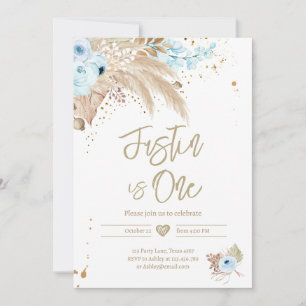 Pampas Grass Boho ANY AGE Rustic Boy Birthday Invi Invitation