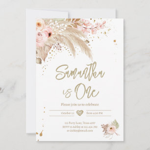 Pampas Grass Boho ANY AGE Rustic Girl Birthday Invitation