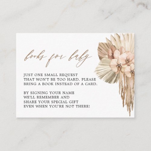 Pampas Grass Boho Baby Shower Book Request Cards
