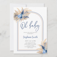 Pampas Grass Boho Baby Shower Boy Invitation