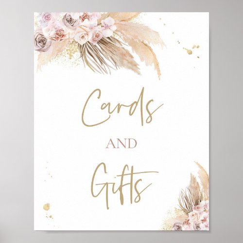 Pampas Grass Boho Baby Shower Cards And Gifts Sign