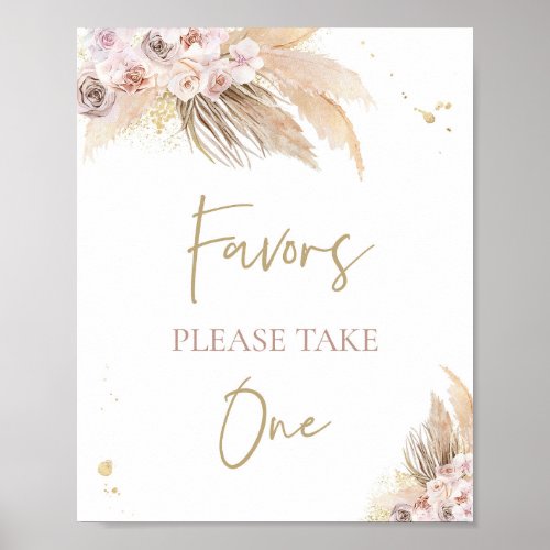 Pampas Grass Boho Baby Shower Favor Sign Decor