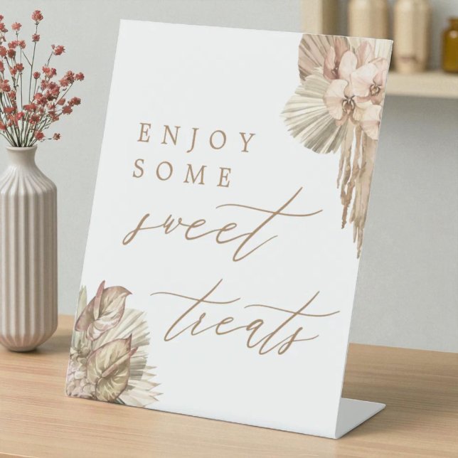 Pampas Grass Boho Baby Shower Favors Pedestal Sign (Creator Uploaded)