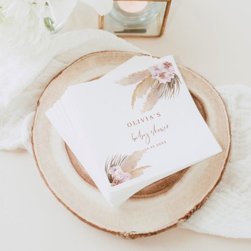 Pampas grass boho baby shower napkins