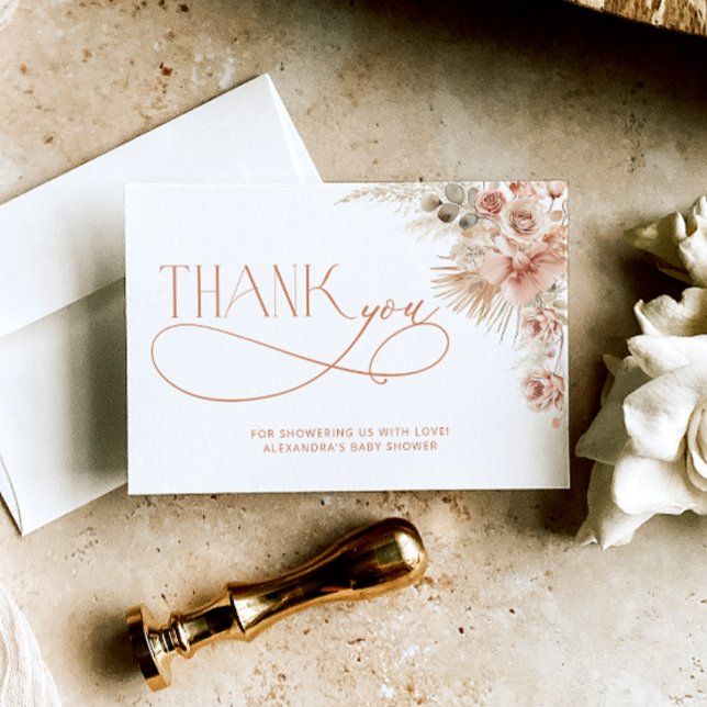 Pampas Grass Boho Baby Shower Thank You Card (Creator Uploaded)