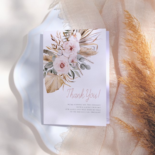 Pampas Grass Boho Baby Shower Thank You Card (Creator Uploaded)