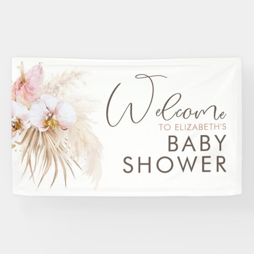 Pampas Grass Boho Baby Shower Welcome Banner