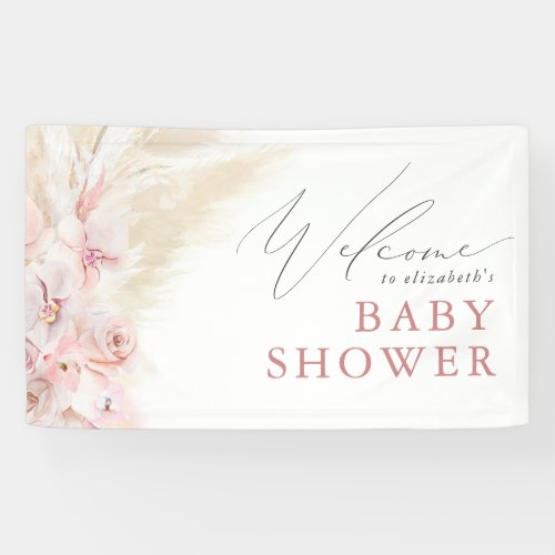 Pampas Grass Boho Baby Shower Welcome Banner