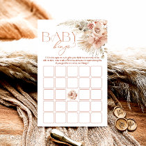 Pampas Grass Boho Bohemian Baby Shower Bingo Game