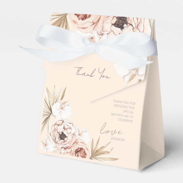 Pampas Grass Boho Bohemian Baby Shower Favor Boxes (Front Side)