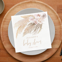 Pampas grass boho bohemian baby shower napkins