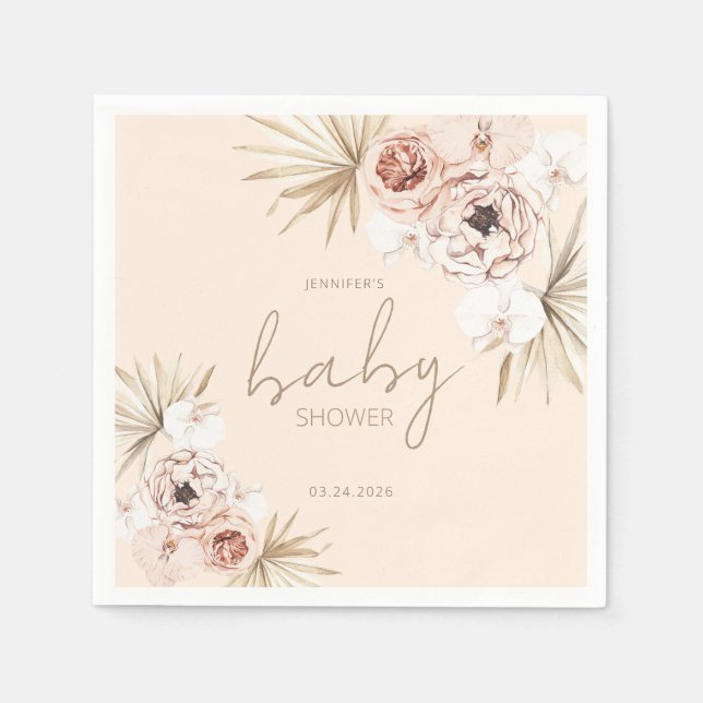 Pampas Grass Boho Bohemian Baby Shower Napkins (Front)