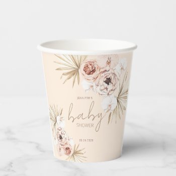 Pampas Grass Boho Bohemian Baby Shower Paper Cups by antiquechandelier at Zazzle