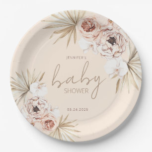 Pampas Grass Boho Bohemian Baby Shower Paper Plates