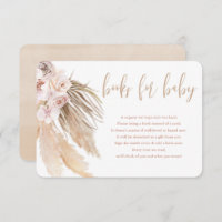 Pampas grass boho bohemian books for baby shower e enclosure card