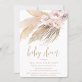 Pampas grass boho bohemian desert baby shower invitation (Front)