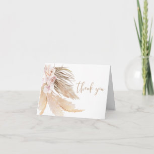 Pampas grass boho bohemian desert theme letterpress thank you card