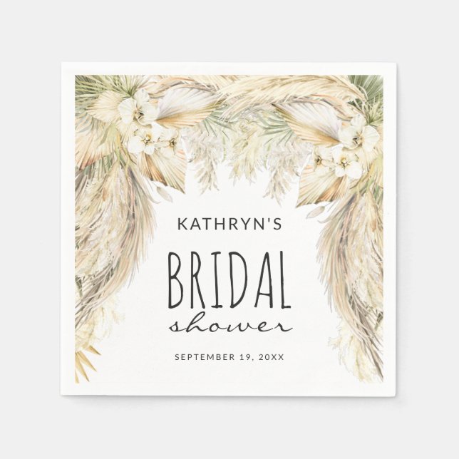 Pampas Grass Boho Bridal Shower Arch Napkins (Front)