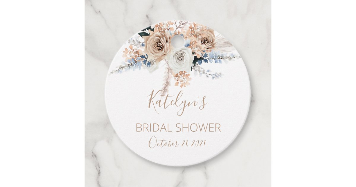 Pampas Grass Boho Bridal Shower Favor Tags | Zazzle