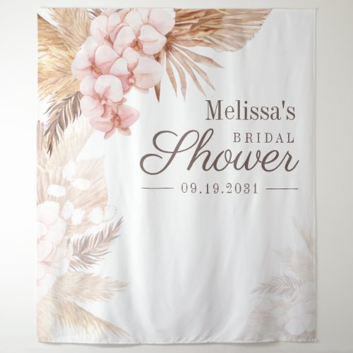 Pampas Grass Boho Bridal Shower Tapestry