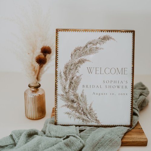 Pampas Grass Boho Bridal Shower Welcome  Poster