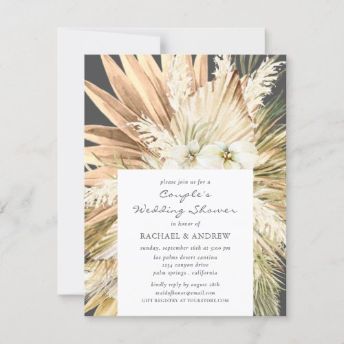 Pampas Grass Boho Bride and Groom Wedding Shower Invitation