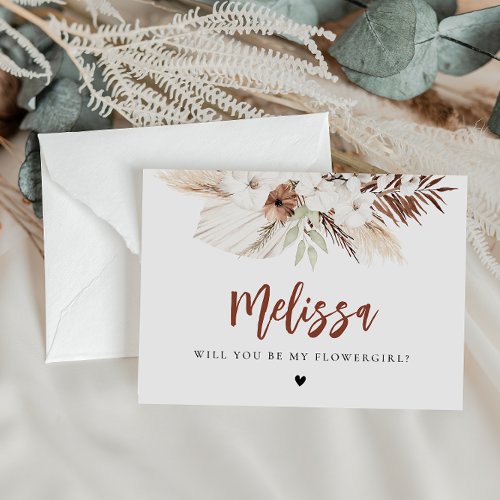 pampas grass boho bridesmaid proposal card