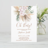 Pampas Grass Boho Chic Baby Shower Invitation (Standing Front)