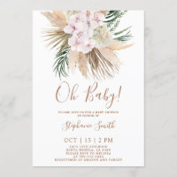 Pampas Grass Boho Chic Baby Shower Invitation