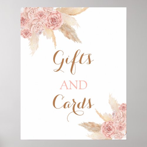 Pampas Grass Boho Chic Bridal Gifts and Cards sign