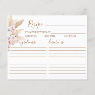 Pampas Grass Boho Chic Recipe Card