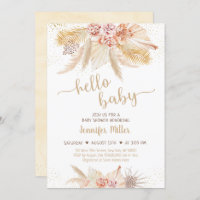 Pampas Grass Boho Desert Floral Baby Shower Invitation