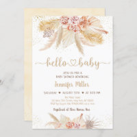 Pampas Grass Boho Desert Floral Baby Shower Invitation