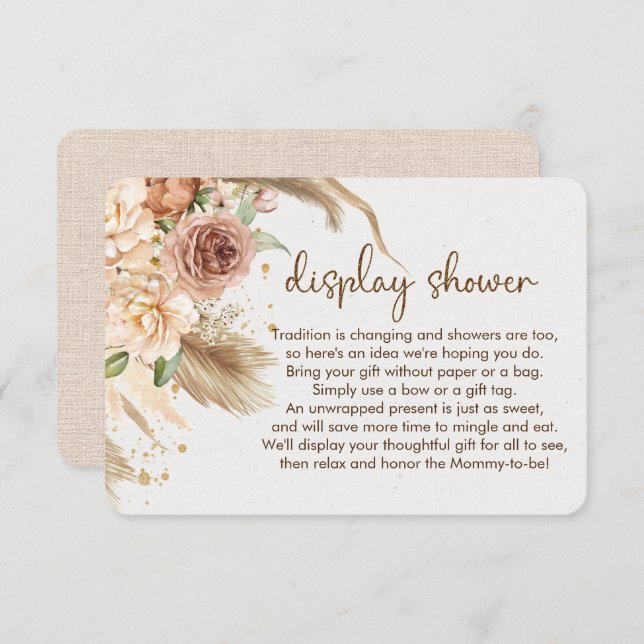 Pampas grass boho display shower inserts (Front/Back)