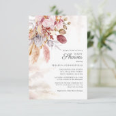 Pampas Grass Boho Dried Flowers Girl Baby Shower Invitation (Standing Front)