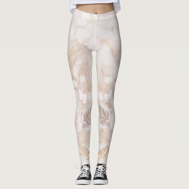 Pampas Grass Boho Dried Palms Mom Birthday Leggings (Front)