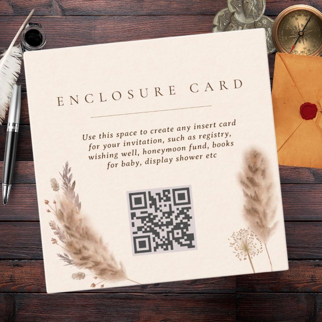 Pampas Grass Boho Elegant Wedding Enclosure Card (Creator Uploaded)