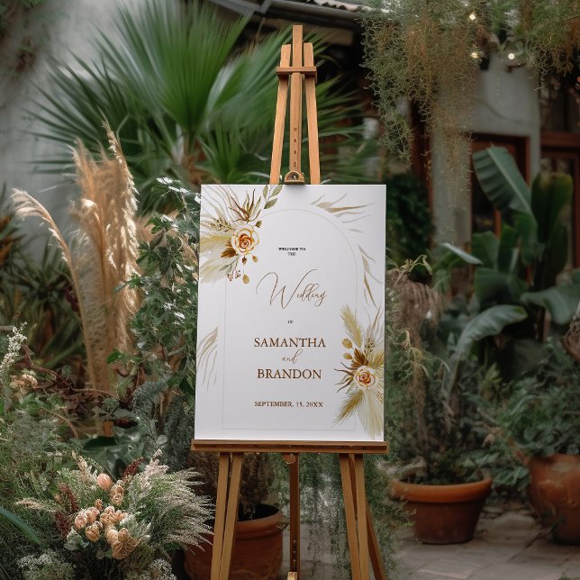 Pampas grass boho elegant wedding welcome foam board (Creator Uploaded)